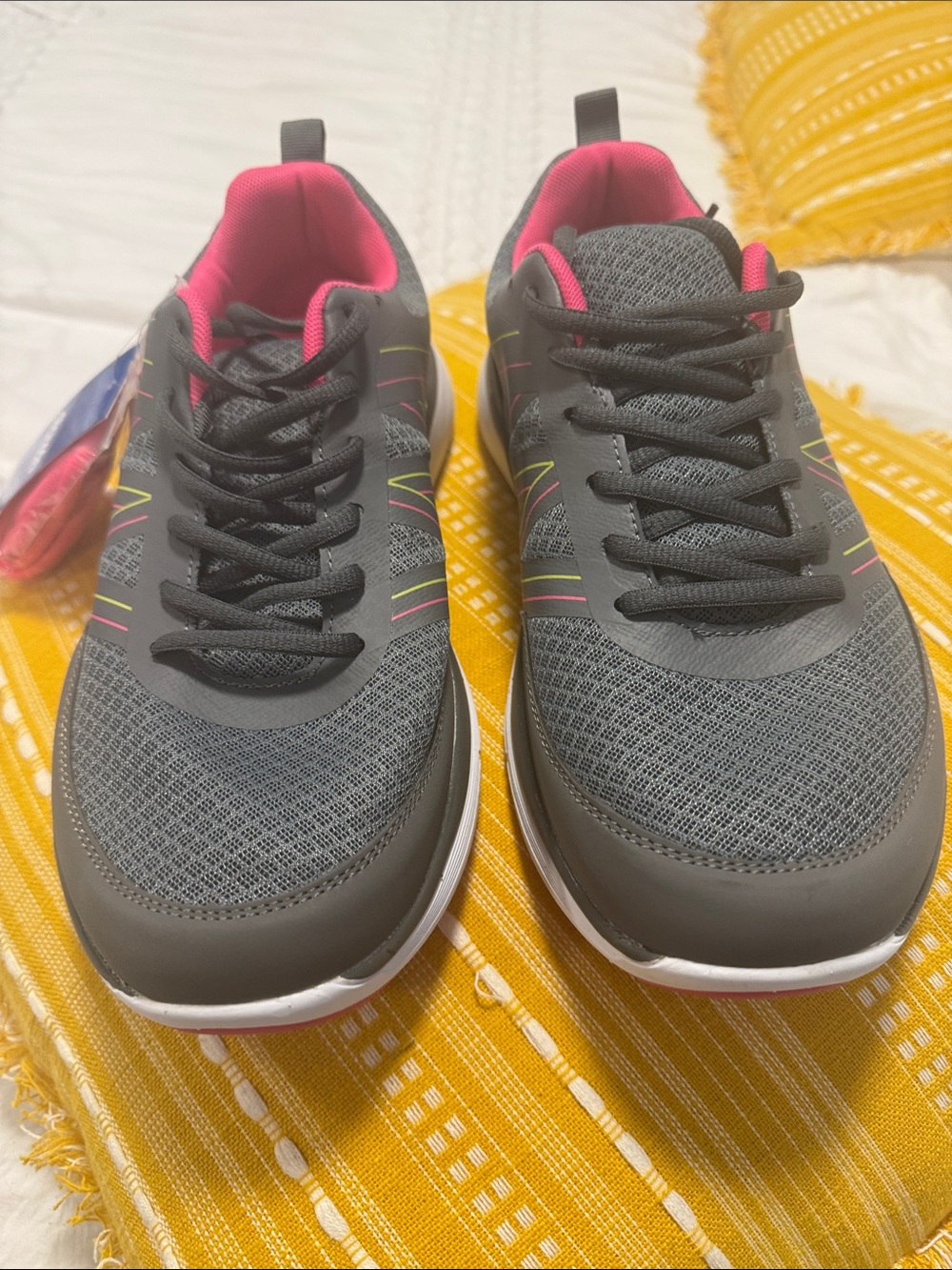 Women's Gray and Pink Lightweight Athletic Sneakers